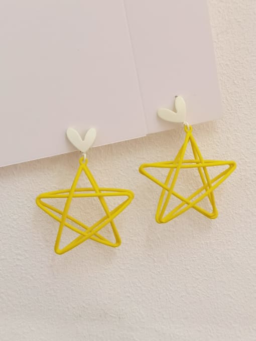 Yellow [ear pin style] Brass Star Minimalist Drop Earring